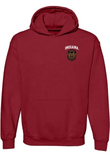 Indiana Hoosiers Mens Crimson Bison Head Left Chest Long Sleeve Hoodie