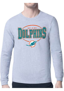 Starter Miami Dolphins Grey Team Track Long Sleeve T Shirt