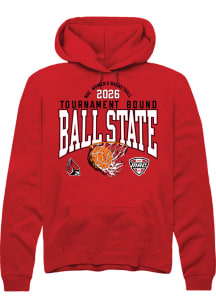 Summit Sportswear Ball State Cardinals Mens Cardinal MAC 2026 WBB Tournament Bound Long Sleeve Hoo..
