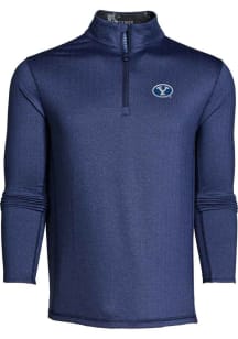 Greyson BYU Cougars Mens Royal Blue Tate Herringbone Long Sleeve Qtr Zip Pullover