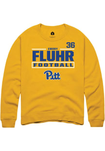 Emory Fluhr Pitt Panthers Mens Gold Football NIL Stacked Box Player Crew