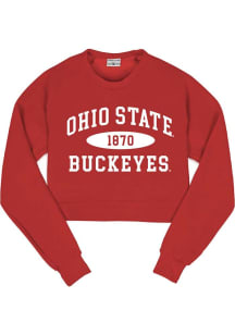 Ohio State Buckeyes Womens Red Cozy Crew Sweatshirt