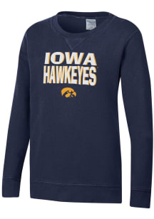 Gear For Sports Iowa Hawkeyes Youth Navy Blue Stacked Garment Dyed Long Sleeve Crew Sweatshirt
