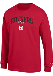 Champion Rutgers Scarlet Knights Red Script Mom Jersey Long Sleeve T Shirt