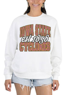 Gameday Couture Iowa State Cyclones Womens White Oversized Vintage CREW Crew Sweatshirt