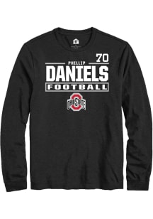 Phillip Daniels Ohio State Buckeyes Black Football NIL Stacked Box Long Sleeve Player T Shirt