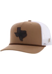 Dallas Cowboys Leather Texas Patch Snap Trucker Adjustable Hat - Tan