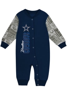 Dallas Cowboys Baby Navy Blue Playbook Long Sleeve One Piece