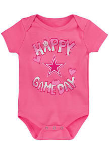 Dallas Cowboys Baby Pink Happy Game Day Short Sleeve One Piece