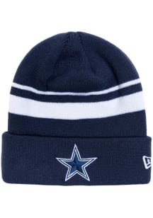 New Era Dallas Cowboys Navy Blue Stripe Cuff Mens Knit Hat