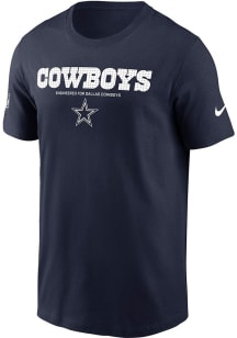 Nike Dallas Cowboys Navy Blue Sideline Team Issue Short Sleeve T Shirt