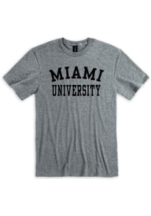 Miami RedHawks Graphite Curved Over Team Name Short Sleeve T Shirt