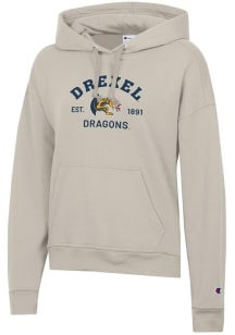 Champion Drexel Dragons Womens White Arch Est Date Powerblend Hooded Sweatshirt