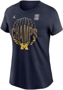 Nike Michigan Wolverines Womens Navy Blue 2026 Men's Basketball National Champions Locker Room Sho..