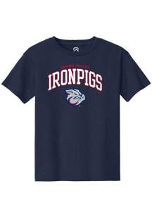 Summit Sportswear Lehigh Valley Ironpigs Youth Navy Blue Arch Mascot Short Sleeve T-Shirt