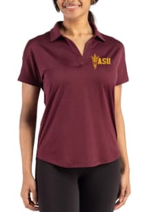 Cutter and Buck Arizona State Sun Devils Womens Maroon Coastline Short Sleeve Polo Shirt