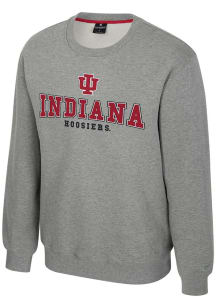 Colosseum Indiana Hoosiers Mens Grey Yes Chef Long Sleeve Crew Sweatshirt