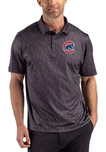 Cutter and Buck Chicago Cubs Mens Black Team Fern Short Sleeve Polo