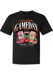 Something Inked Texas Longhorns Black Football College Gameday vs Ohio State Tickets Short Sleeve..