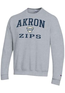 Champion Akron Zips Mens Grey Heather MAC Arch Powerblend Long Sleeve Crew Sweatshirt