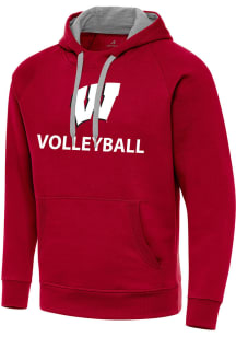 Antigua Wisconsin Badgers Mens Red Volleyball Victory Long Sleeve Hoodie