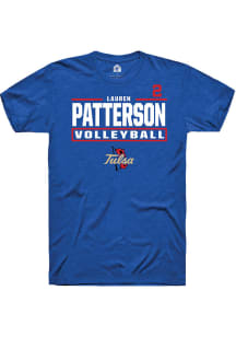 Lauren Patterson Tulsa Golden Hurricane Blue NIL Stacked Box Short Sleeve Player T Shirt
