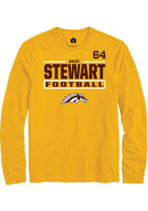 Race Stewart Western Michigan Broncos Gold Football NIL Stacked Box Long Sleeve Player T Shirt