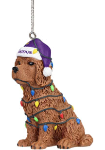 Minnesota Vikings Dog With Lights Ornament - Purple