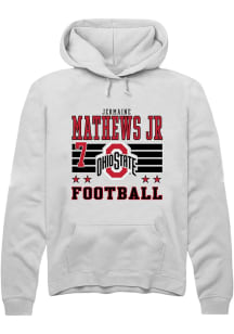 Jermaine Mathews Jr Ohio State Buckeyes Mens White Football NIL Striped Player Hood