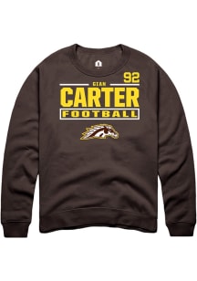 Gian Carter Western Michigan Broncos Mens Brown Football NIL Stacked Box Player Crew
