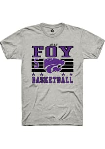 Aniya’ Foy K-State Wildcats Ash NIL Striped Short Sleeve Player T Shirt