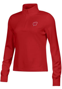 Under Armour Wisconsin Badgers Womens Red Motion Qtr Zip Pullover