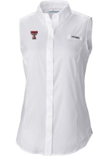 Columbia Texas Tech Red Raiders Womens White Heat Seal Omni Wick Tamiami Polo Shirt