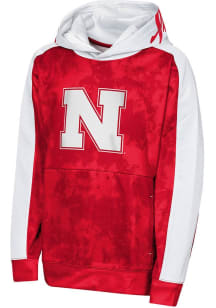 Nebraska Cornhuskers Boys Red Offensive Tackle Long Sleeve Performance Hooded Sweatshirt