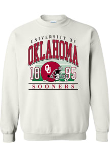 Oklahoma Sooners Mens White Retro Football Helmet Long Sleeve Crew Sweatshirt