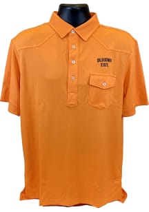 Oklahoma State Cowboys Mens Orange Wordmark Short Sleeve Polo