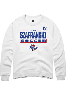 Piper Szafranski  Rally Tulsa Golden Hurricane Mens White NIL Stacked Box Long Sleeve Crew Sweatsh..