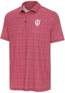 Antigua Indiana Hoosiers Mens Navy Blue Botanic Short Sleeve Polo