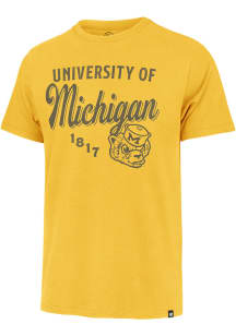 47 Michigan Wolverines Yellow Diag Script Franklin Short Sleeve Fashion T Shirt