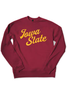 Bozz Prints Iowa State Cyclones Mens Cardinal Name Script Long Sleeve Crew Sweatshirt