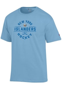 Champion New York Islanders Light Blue Round Font Graphic Jersey Short Sleeve T Shirt