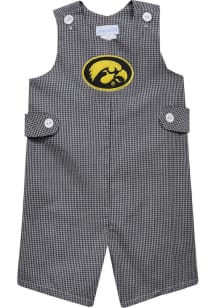 Vive La Fete Iowa Hawkeyes Toddler Black Gingham Overalls