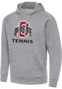 Antigua Ohio State Buckeyes Mens Grey Heather Tennis Victory Long Sleeve Hoodie