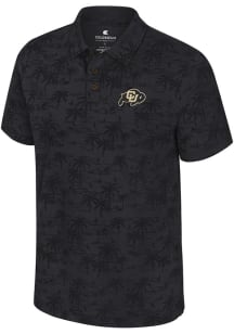 Colosseum Colorado Buffaloes Mens Black Fremen Palm Short Sleeve Polo