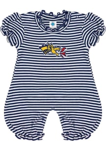 Drexel Dragons Baby Navy Blue Striped Puff Short Sleeve One Piece