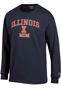 Champion Illinois Fighting Illini Navy Blue Mom Jersey Long Sleeve T Shirt