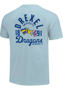 Drexel Dragons Light Blue Mascot Overlay Short Sleeve T Shirt