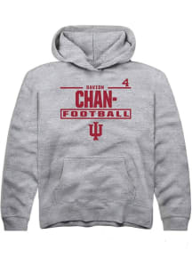 Davion Chandler Rally Indiana Hoosiers Youth NIL Stacked Box Long Sleeve Player Hoodie Grey
