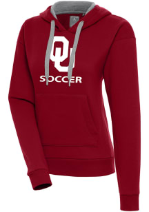 Antigua Oklahoma Sooners Womens Red Soccer Victory Hooded Sweatshirt