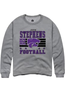 Justin Stephens K-State Wildcats Mens Grey Football NIL Striped Player Crew